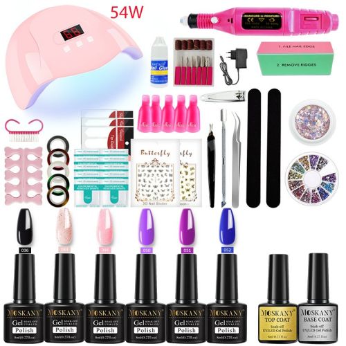 MOSKANY Professional Nail Set Nail Gel Kit With 120W/54W UV Nail Lamp And Nail Drill For All Drying Gel Nail Polish Manicure Set MOSKANY Professional Nail Set Nail Gel Kit With 120W/54W UV Nail Lamp And Nail Drill For All Drying Gel Nail Polish Manicure Set